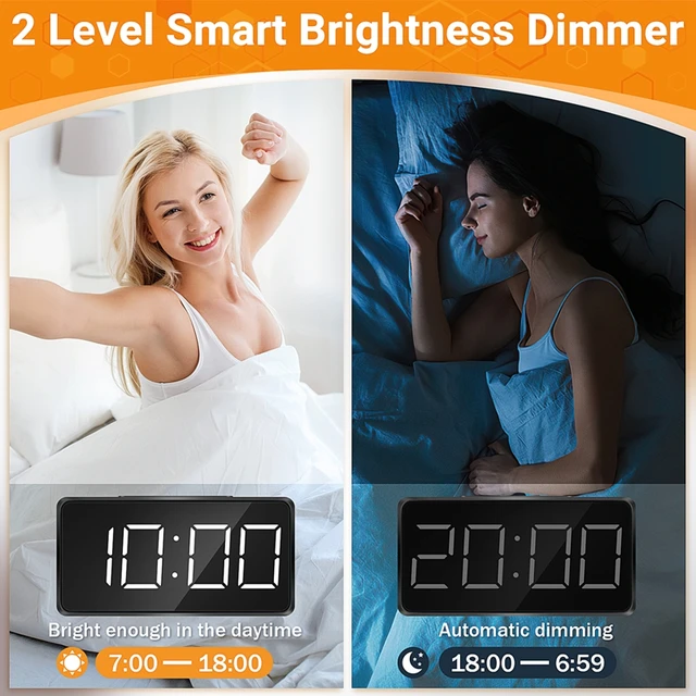 Small Mini Digital Alarm Clock for Travel with LED Time or Temperature  Display, Snooze, Adjustable Brightness, Simple Operation, 12/24Hr