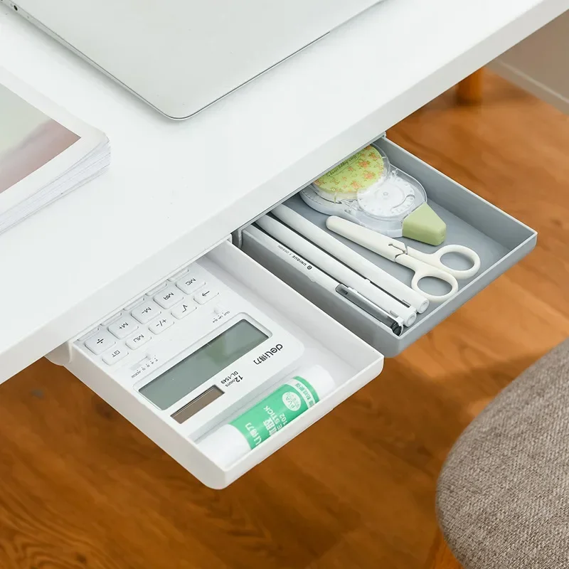 Creative Hidden Drawer Storage Box-No Drilling Desk Organizer with Sticky Small Drawers for Office Supplies
