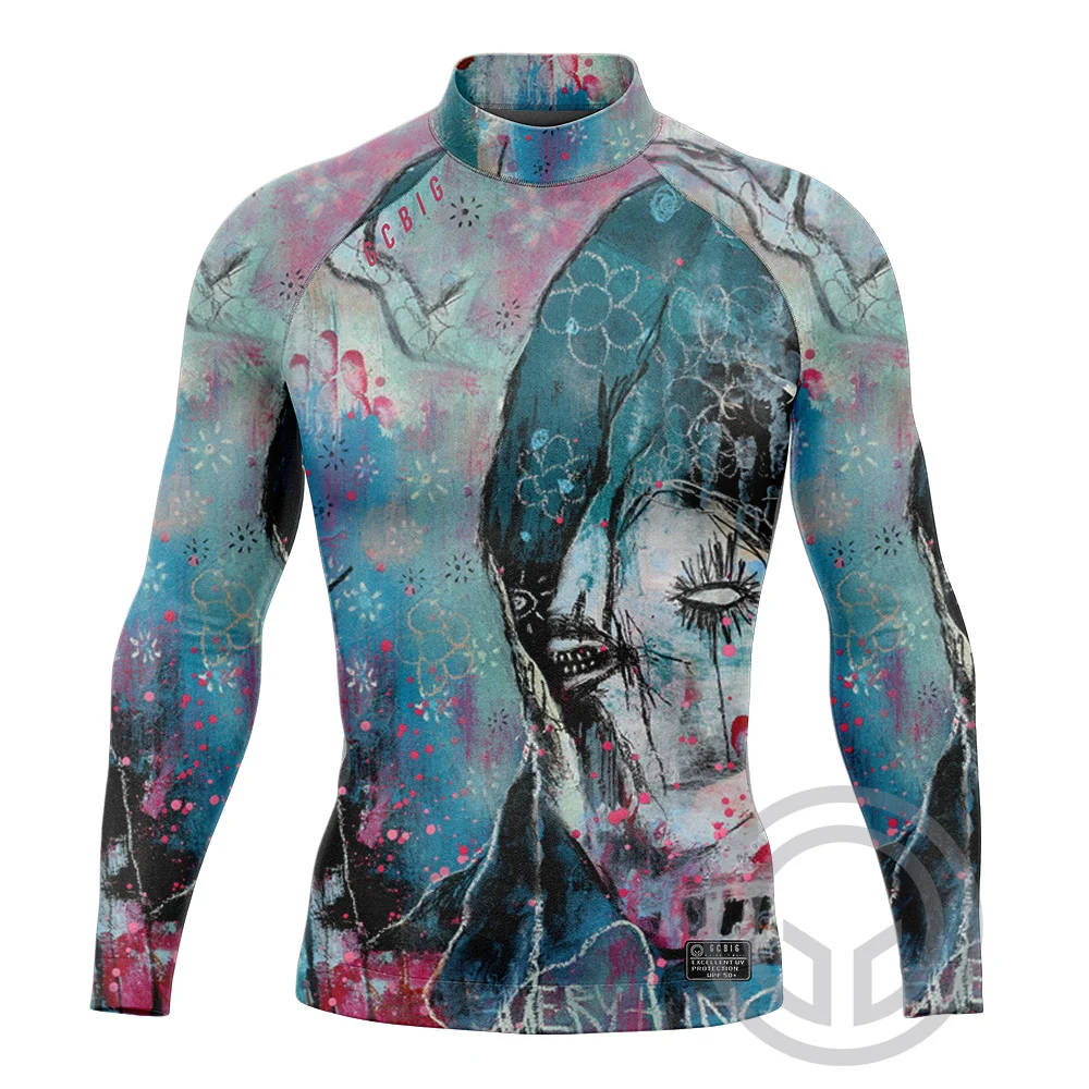 New Mens Swimsuit Swimming T-shirt Basic Skins Long Sleeve Rash Guard Beach Swim Tight Shirt Surfing Diving Gym Clothing