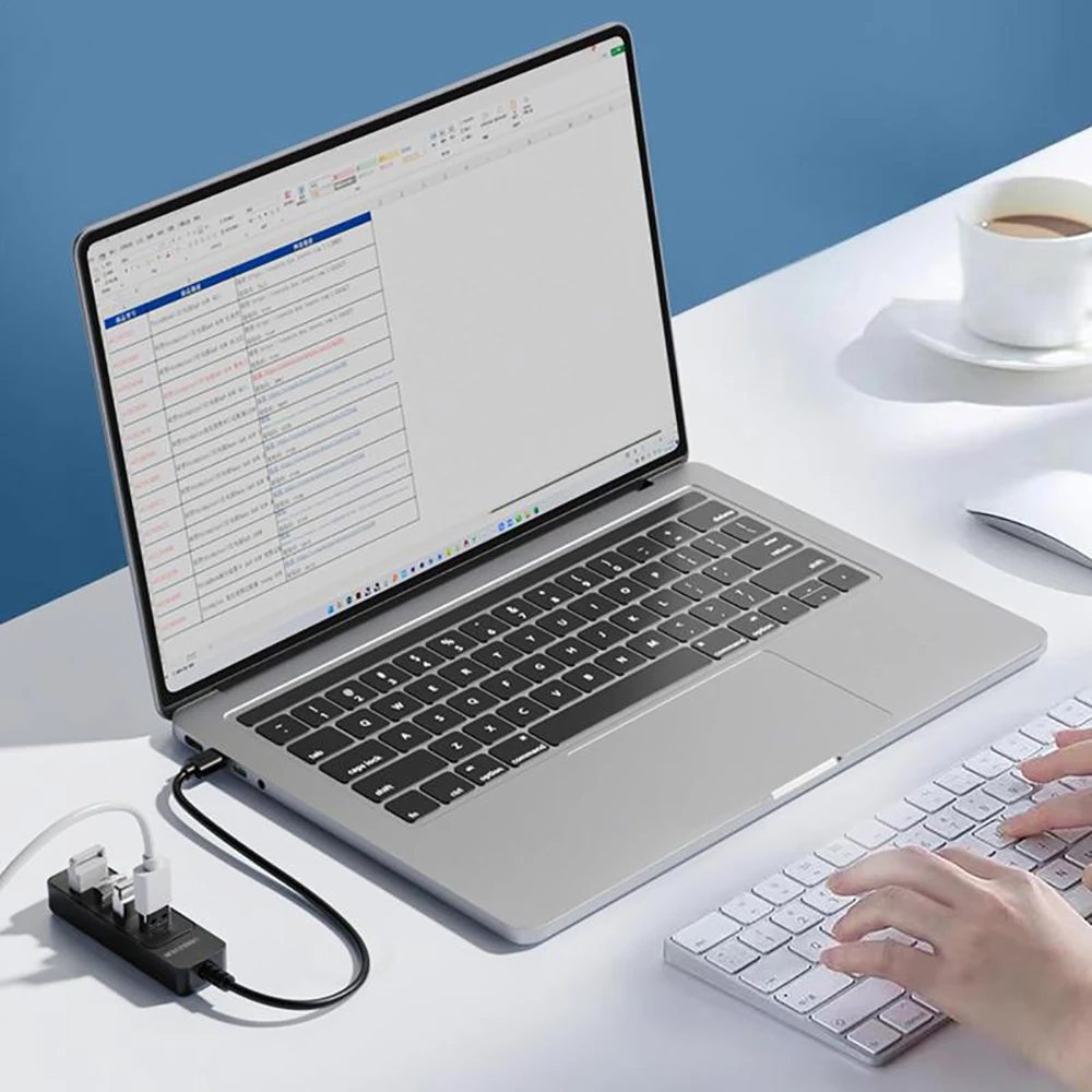 4 Ports USB HUB 4-Port Hub USB 3.0 to USB-C with Power Delivery And Data Sync for MacBook Pro/ MacBook Air/ Chromebook Pixel