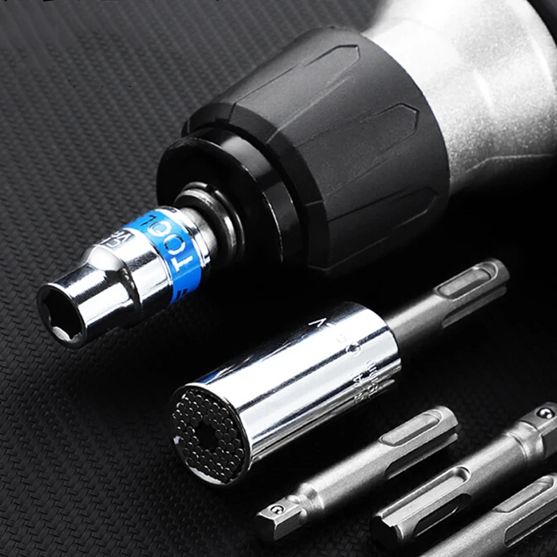 3-Piece Impact Grade Socket Adapter Set - 1/4", 3/8", 1/2" Hex Shank Turns Drill Into Nut Driver - View #2