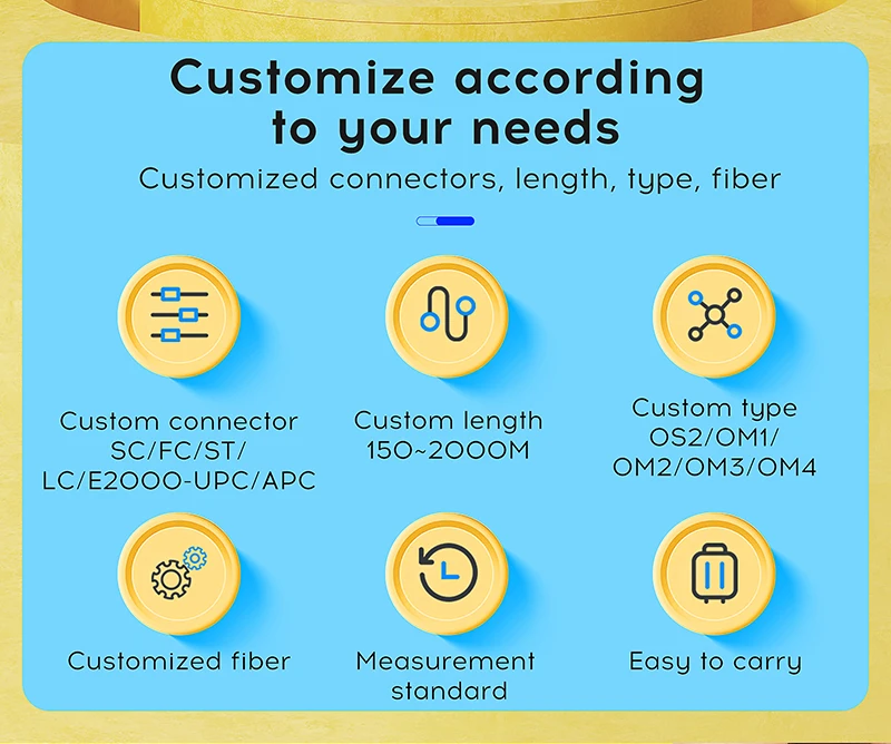 Customizable 300M OTDR Launch Cable OS2 Single Mode Optical Time Domain Reflecto