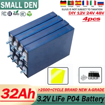 4 pz. Nuove Batterie LiFePO4 da 3.2V 32Ah (32000mAh) Celle Grado A con Terminali a Perno per Modifica Fai-da-te 12.8V 24V 36V Moto Auto Motore