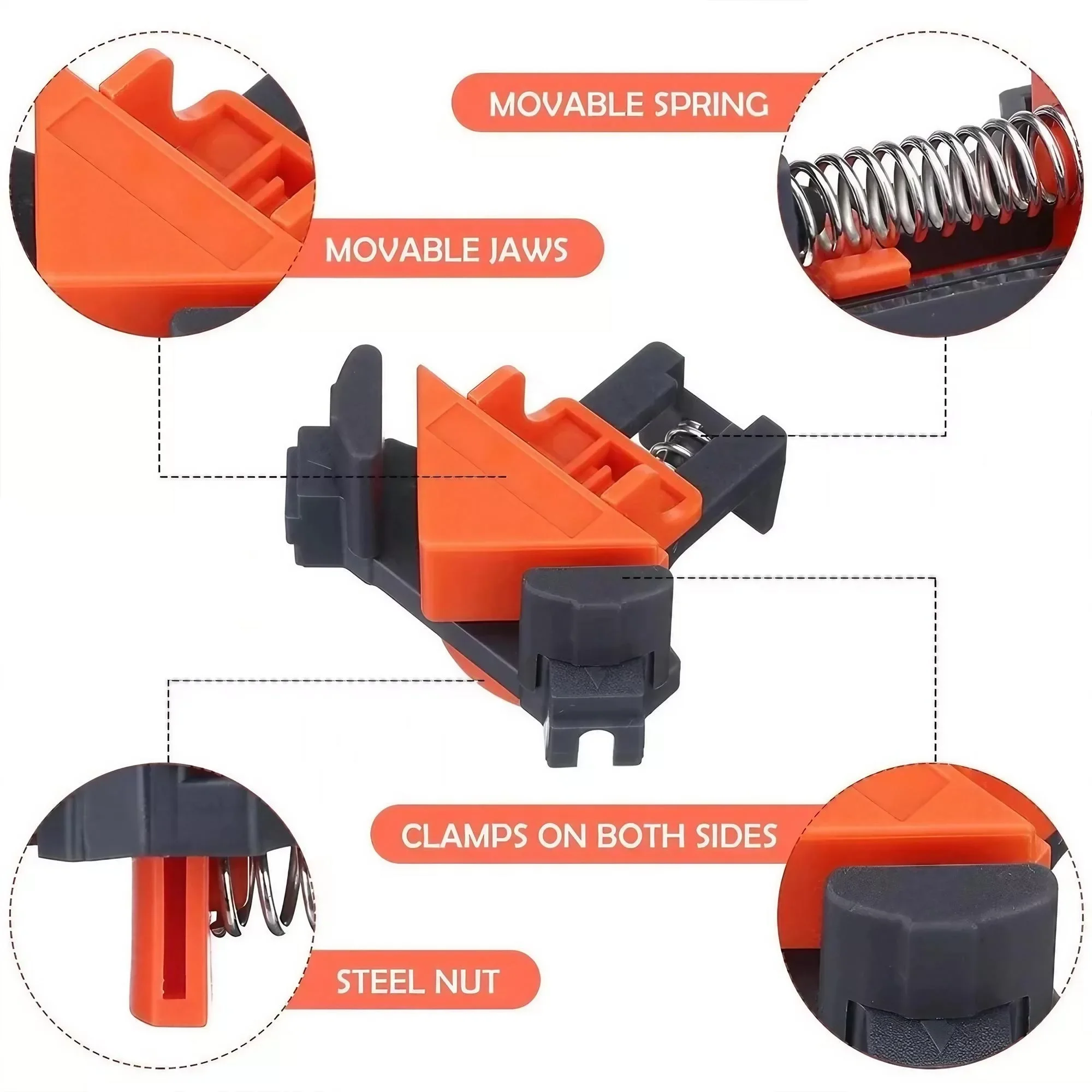 Professional Woodworking 90&deg; Right Angle Clamps Premium Accurate Frame and Cabinet Assembly Tools for Carpentry and DIY