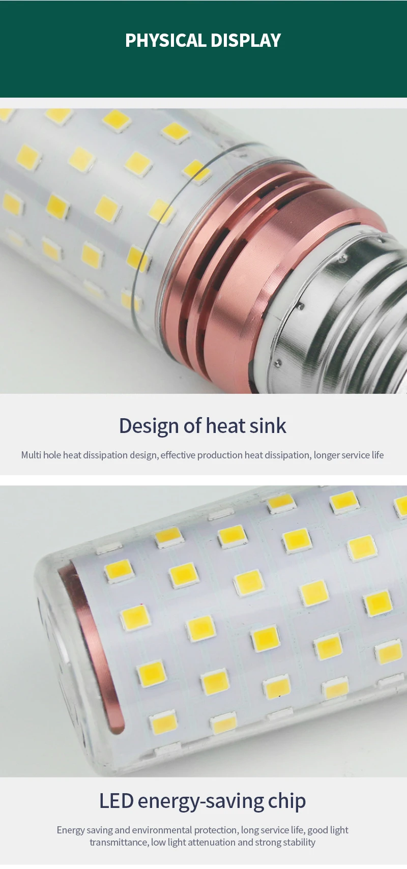 Lampara Led E27 E14 Corn Bulb Bulbs 3000-6500 (K) LEDs SMD2835 220VLED Lamp Home Decoration Chandelier Candle Light12W Light
