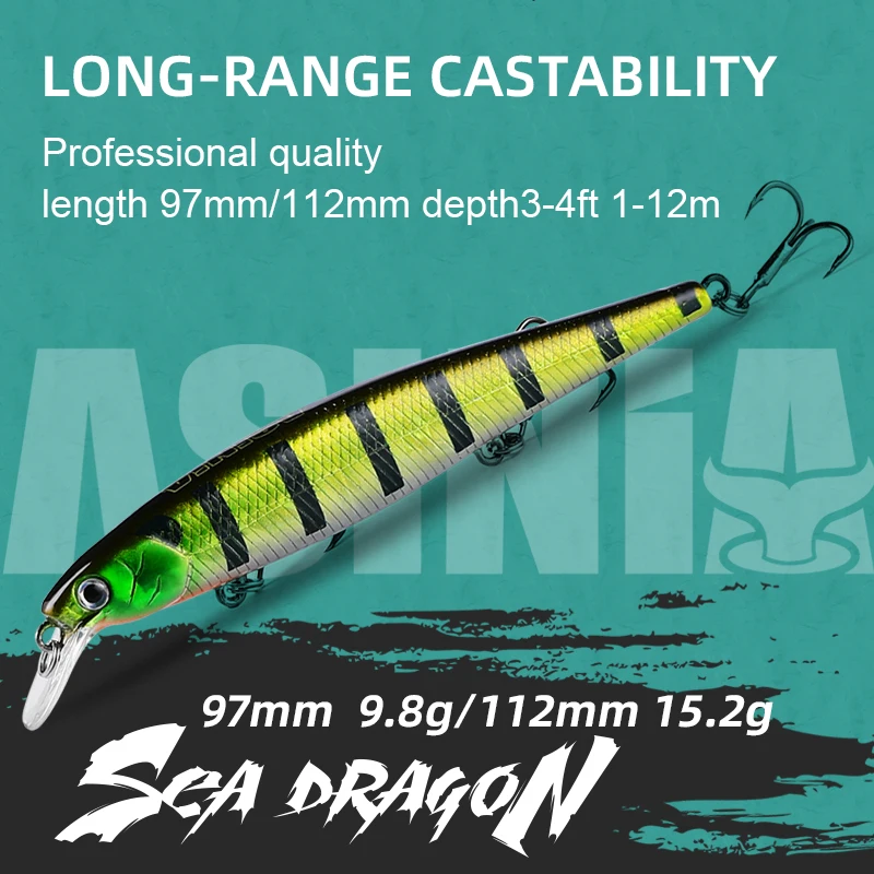 ASINIA Premium 97mm Hard Bait: 10-Color Professional Minnow