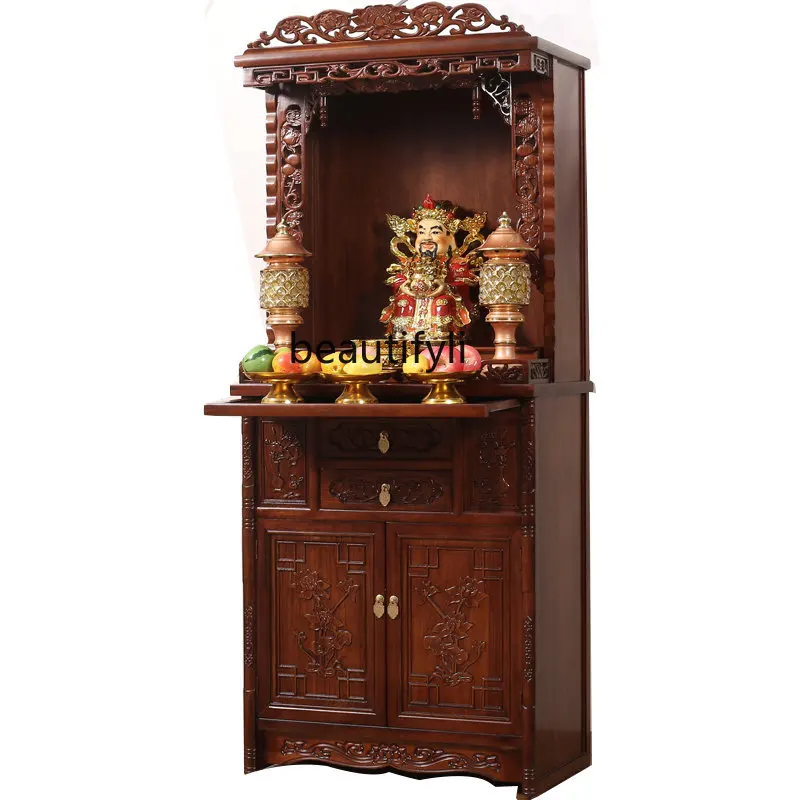 

Buddha Niche Clothes Closet Household Solid Wood Small Wall-Mounted Buddha Cabinet Worship Table