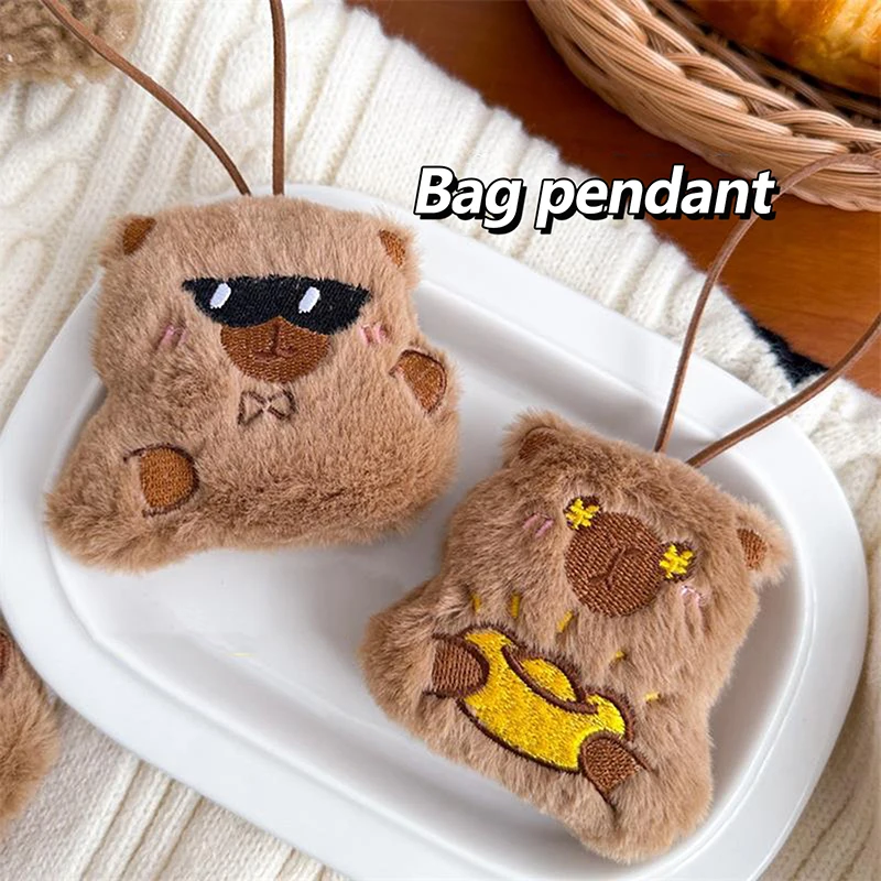 Cute Capybara Plush Toy Soft Stuffed Doll With Lanyard Keychain Backpack Pendants Bag Hanging Ornaments Couple Accessories Gifts 4