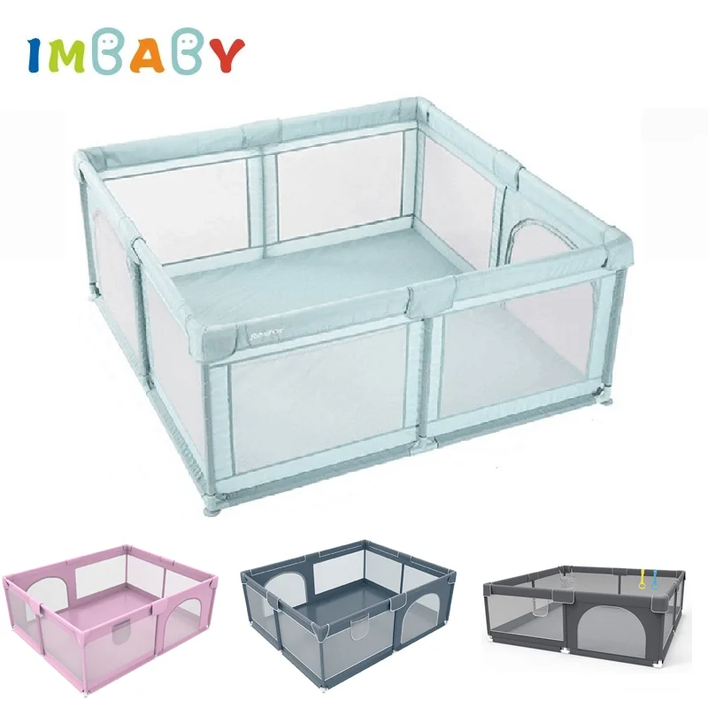 IMBABY 180x200 Baby Playpen Gray Baby Activity Fence Large Playground Safety Playpen for Children Ball Pool Safety Barries