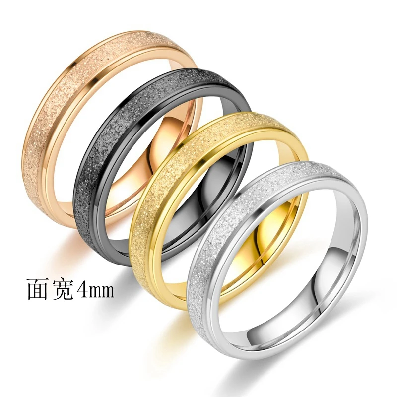 4mm 6mm Stainless Steel Frosted Pearl Sand Ring Men and Women Titanium Steel Ring Couple Wedding Engagement Jewelry couples rings stainless steel ring finger ring wedding rings wedding ring