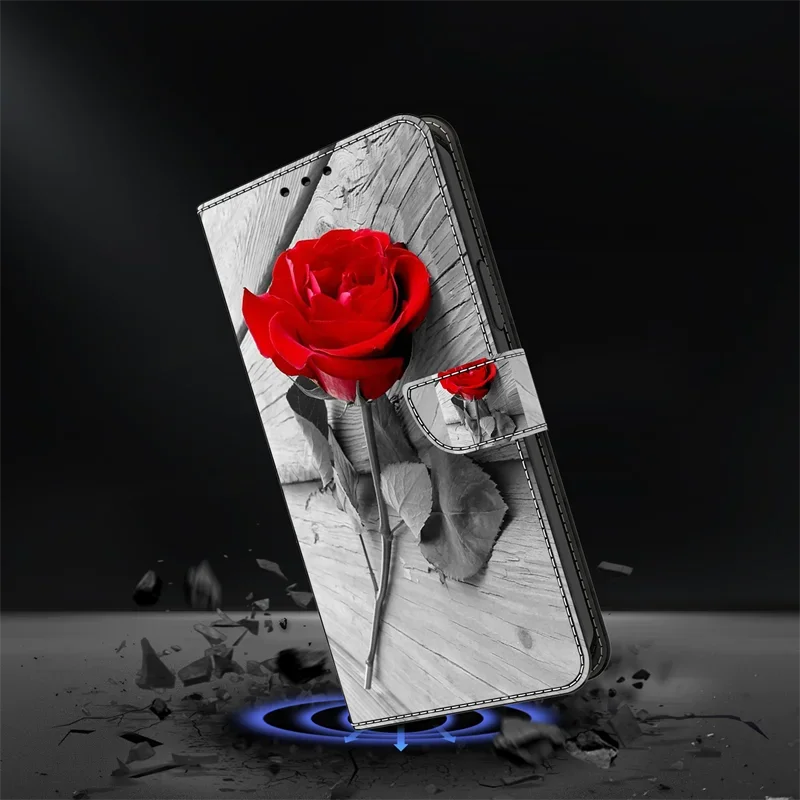 3D Cute Painted Magnetic Flip Wallet Phone Case with Holder