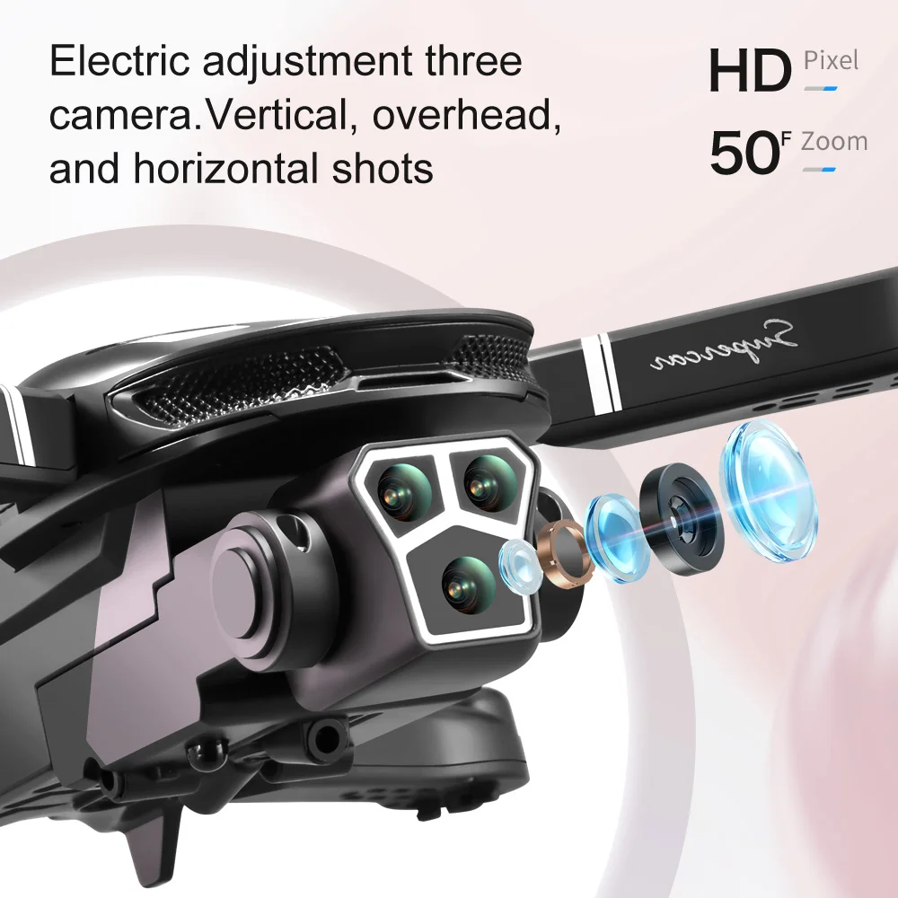 V68 RC Drone 8k Profesional Three HD Camera 2.4G Obstacle Avoidance Aerial Photography Optical Flow Foldable Quadcopter Toy Gift