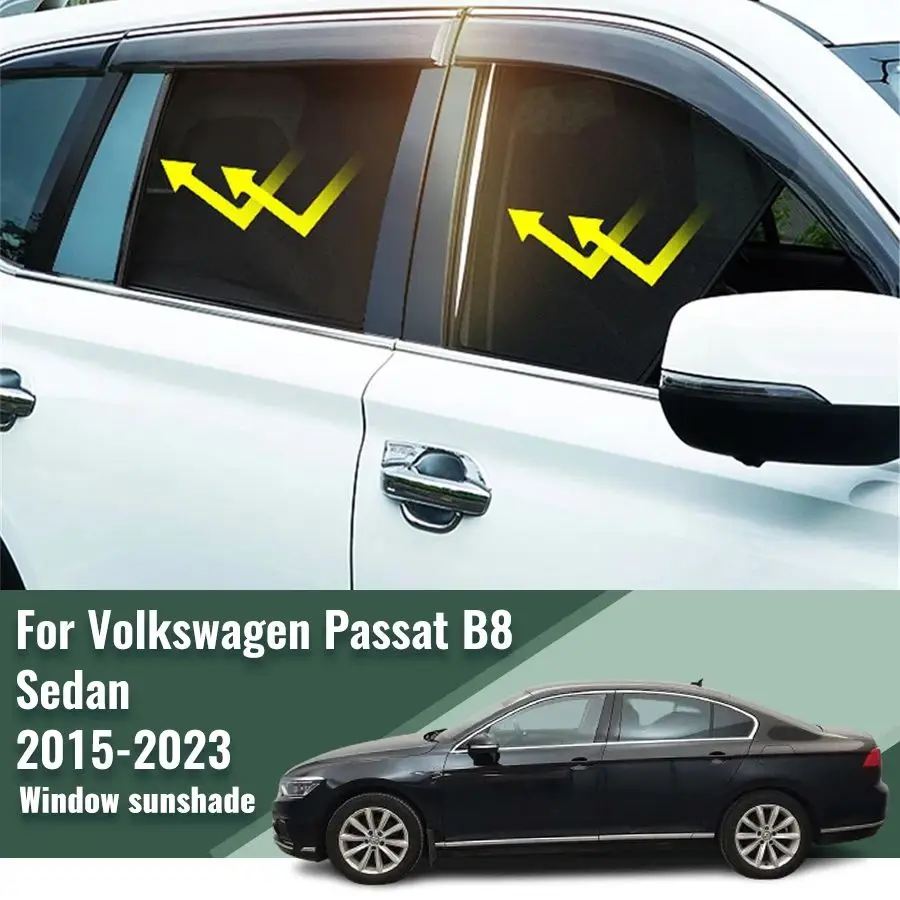 

For Volkswagen VW Passat B8 sedan 2015-2023 Car Sunshade Front Windshield Magnetic Mesh Curtain Rear Side Window Sun Visor Shade