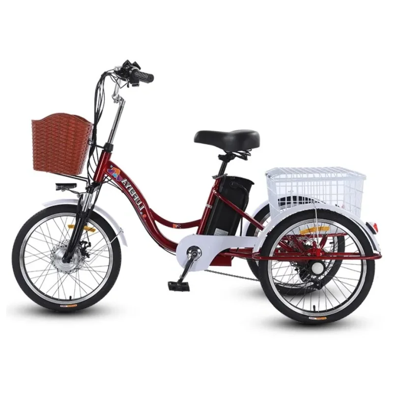 Adult Electric Tricycles With Pull Basket Seat Three Wheel 48V 350W Fashion Electric City Bike Women Lithium Battery