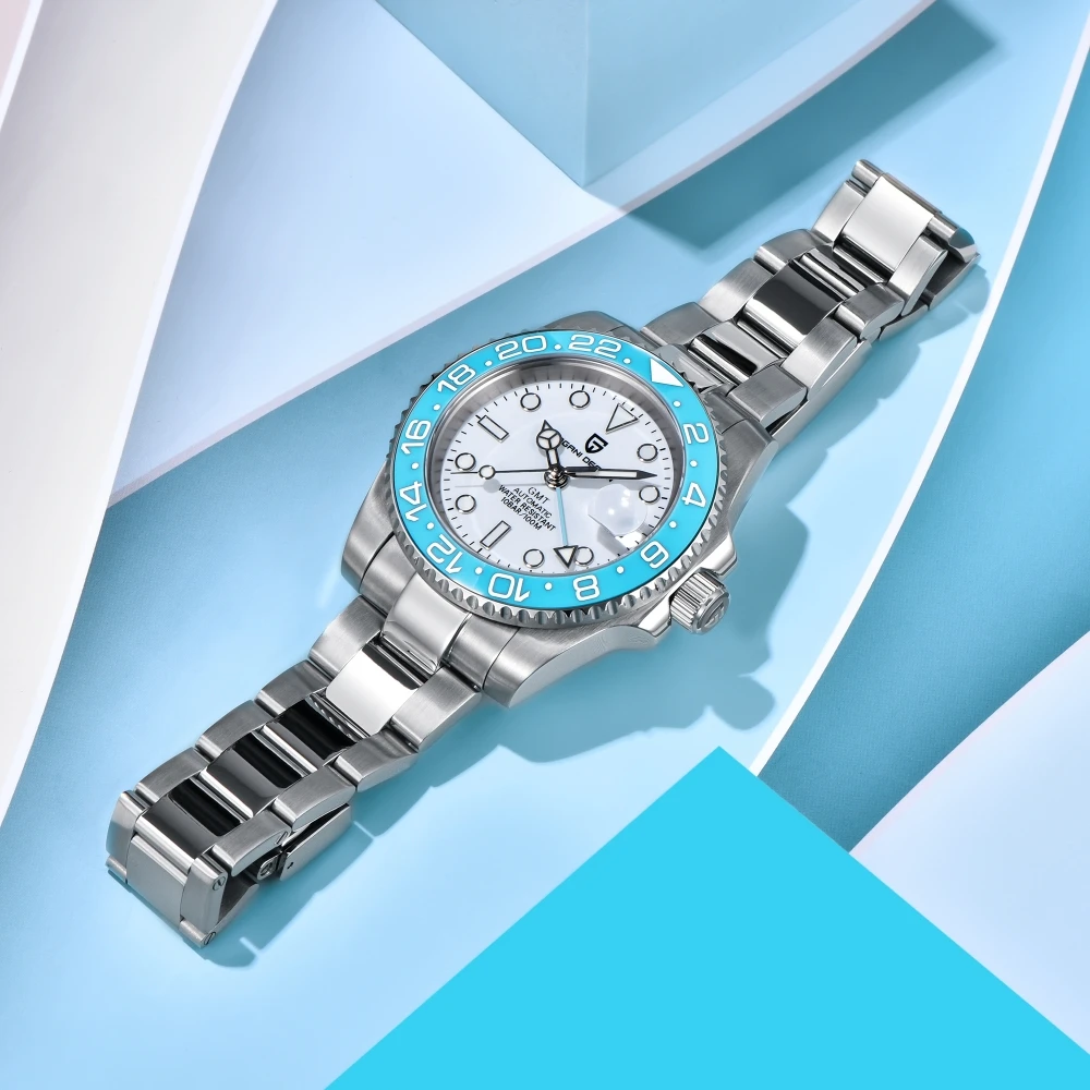 PAGANI DESIGN 2024 New 40MM GMT Watch Milk White Dial Top Brand Luxury Men Watch Ceramic Night Light Automatic Mechanical Watch 3