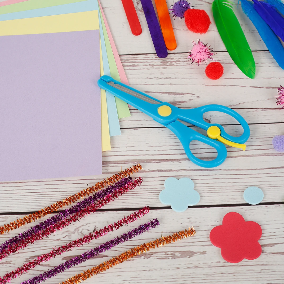 1219Pcs Kids Crafts Craft Set Creative DIY School Project Crafts Toys Fluffy Foam Stickers Feather Buttons Handmade Accessories
