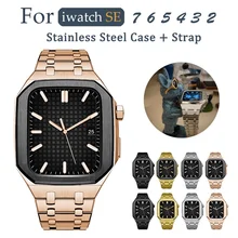 

Latest Stainless Steel Luxury Watch Accessories For Apple Watch iwatch 7/6/5/4/SE Metal Strap Case for Apple Watch Band 44/45mm
