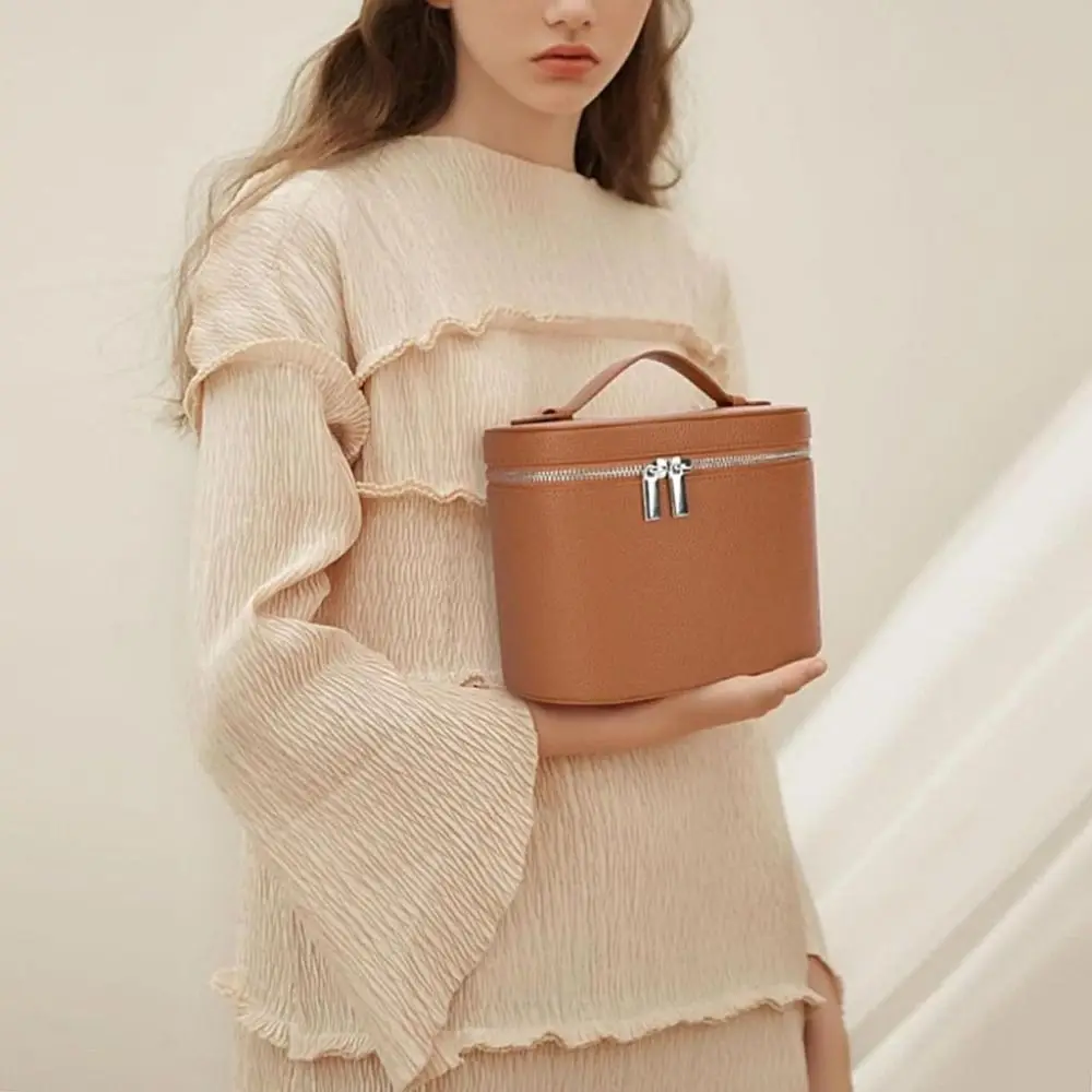 Borsa per il Trucco alla Moda, Pochette Cosmetica Portatile di Grande Capacità, Organizer da Viaggio Impermeabile in PU - immagine 3