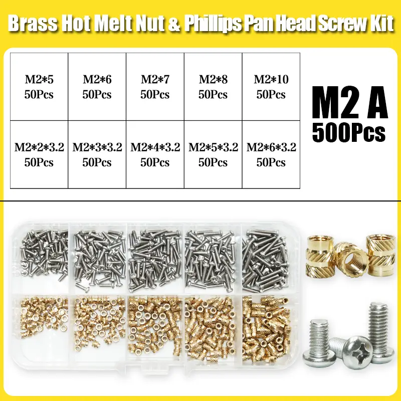 Heat Set Insert Soldering Iron Tip M2 M3 M4 Machine Screw and Brass Insets Nut Computer Bolt Thread Insertion Kit 3d Prints Tool image 15