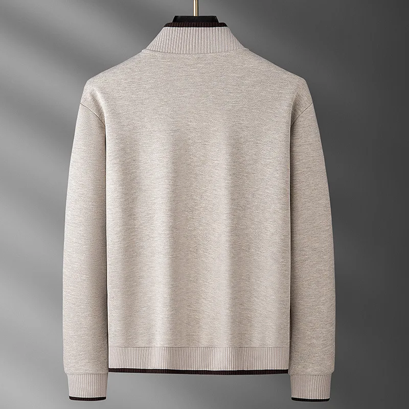 Minglu Autumn Winter Wool Men's Sweatshirts Luxury Solid Color Stnad Collar Letter Embroidery Sport Casual Male Hoodies 4XL