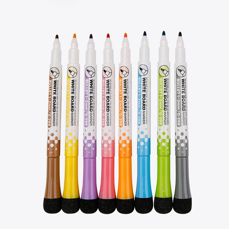 1 Set School Classroom Supplies Magnetic Erasable Whiteboard Pens Markers Dry Eraser Pages Children's Drawing Pen Board Markers - 4