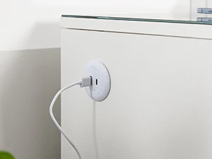 Nightstand Wireless Charging Station & USB Type C Ports, Minimalist Night Stand with LED Light 3 Colors & Adjustable Brightness