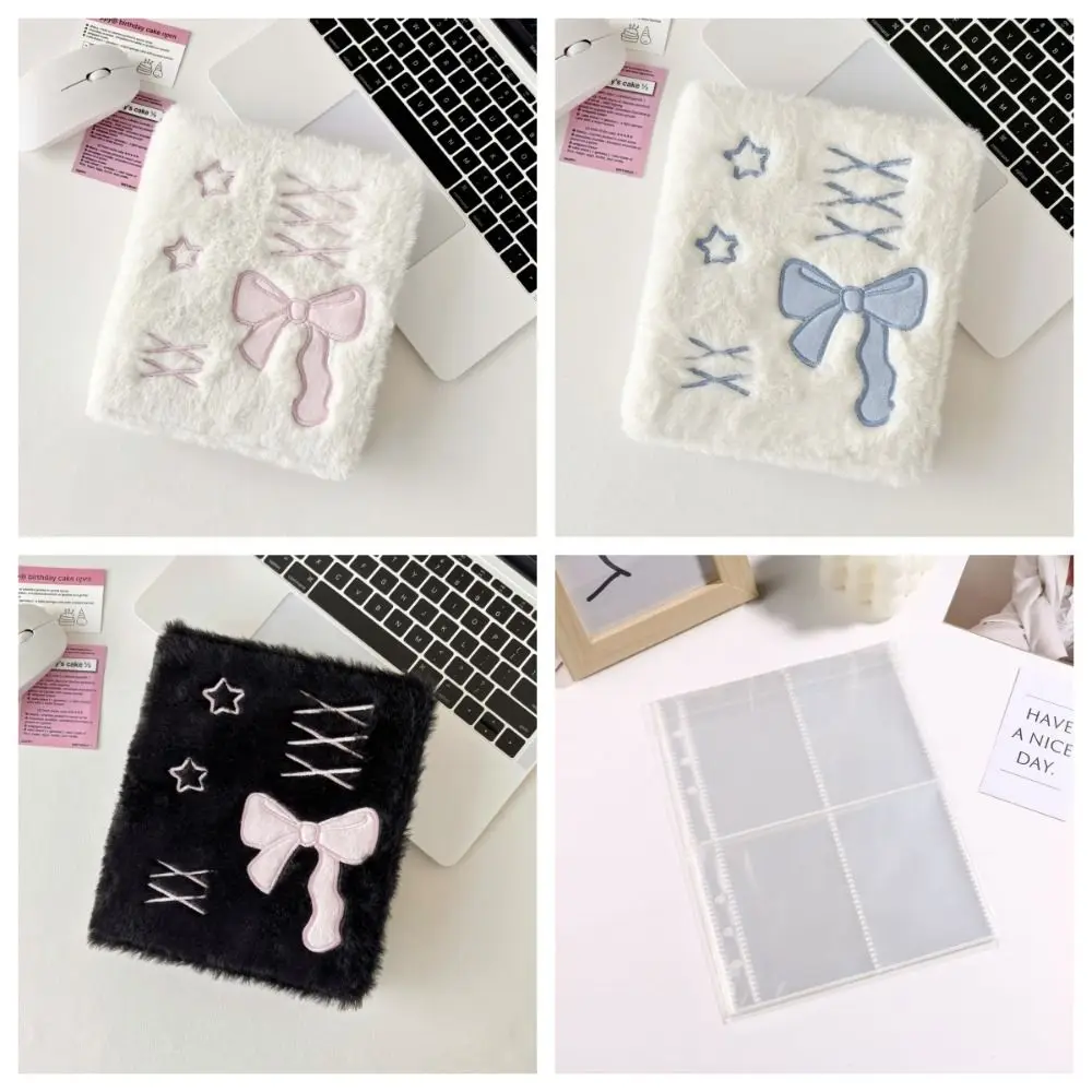 Name Card Card Cover Plush Photocard Holder Balletcore Star Chasing Idol Photo Album Soft Ins Bow Binder Mini Photo