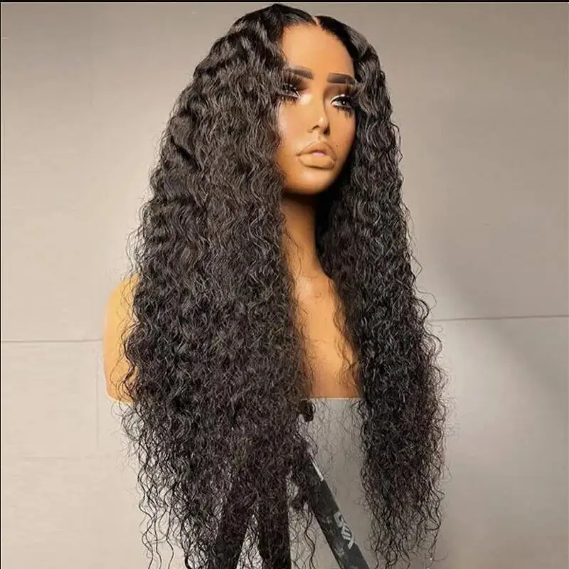 

Natural Kinky Curly Black PrePlucked 26" 180 Density Lace Front Wig For Black Women With Baby Hair Lace Frontal Wigs Daily Wig