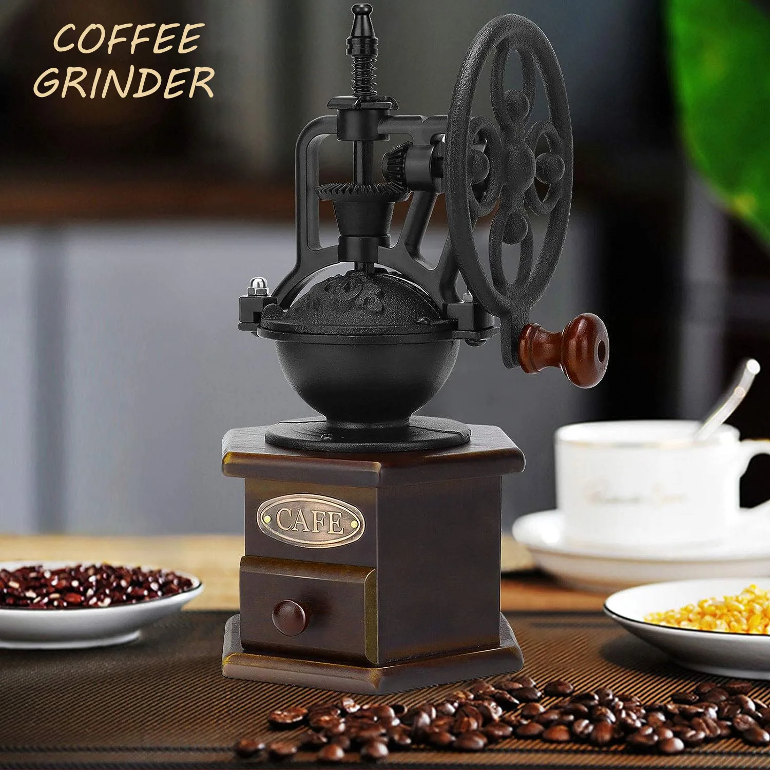 RetroManualCoffeeGrinderWoodenCoffeeBeanGrinderManualCoffee