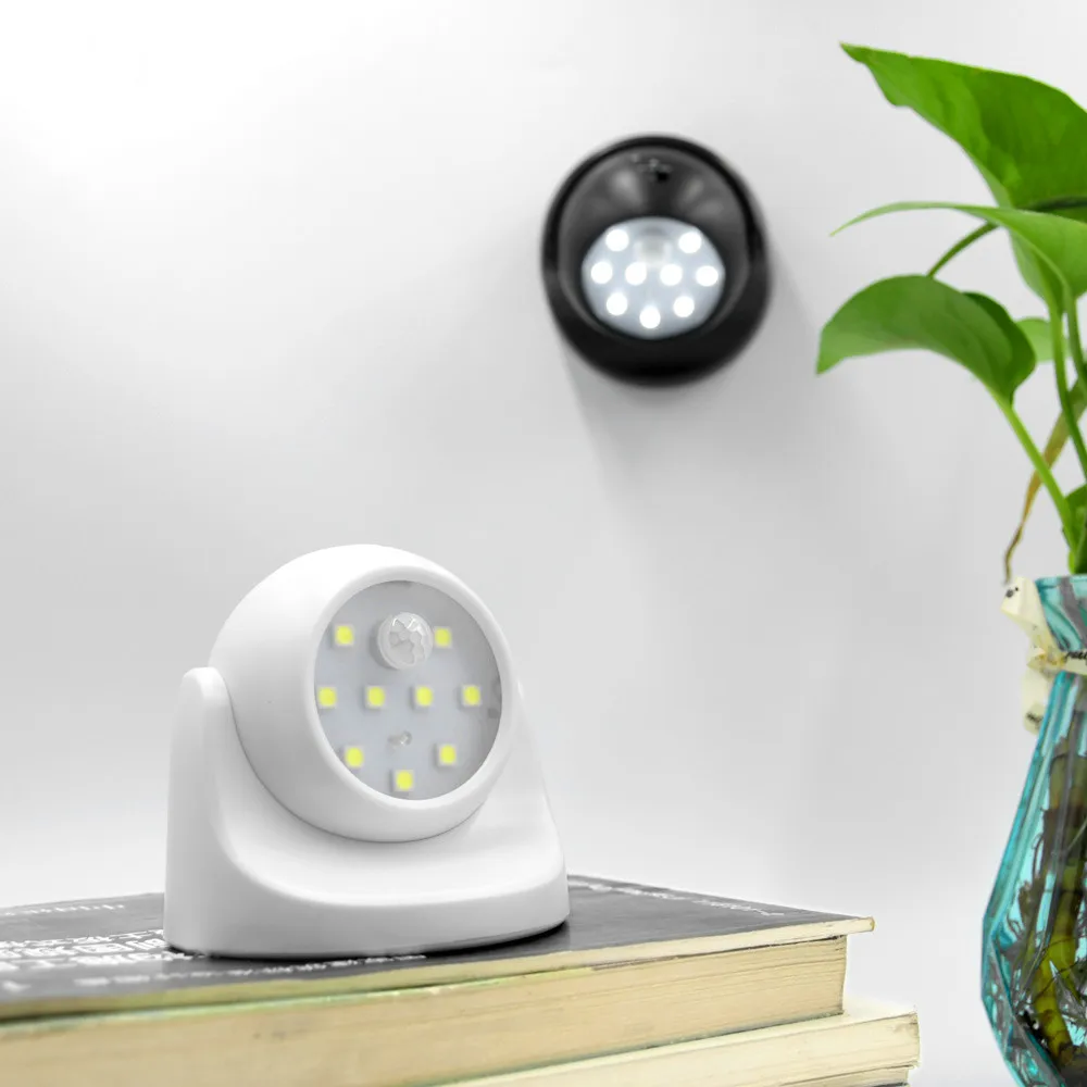 9 램프 구슬 LED 벽 조명 모션 센서 야간 조명 360도 회전 무선 자동 PIR IR 적외선 감지기 보안 WF923