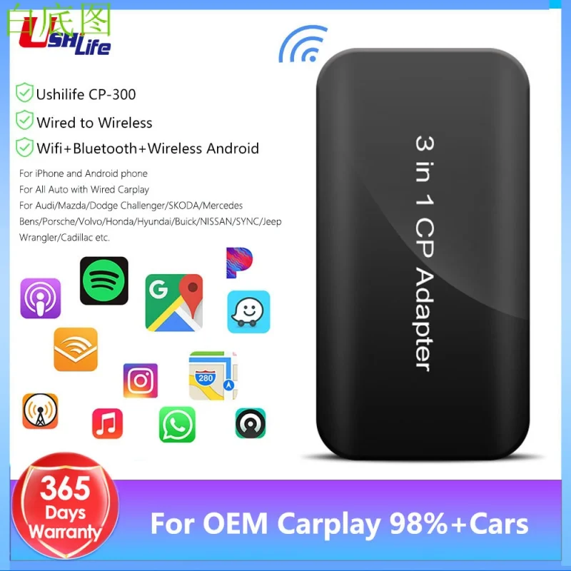 

Wired To Wireless Carplay Android Auto USB Dongle Android 11.0 Carplay Adapter For Audi Ford Lexus Volvo Porsche Mazda Benz Kia