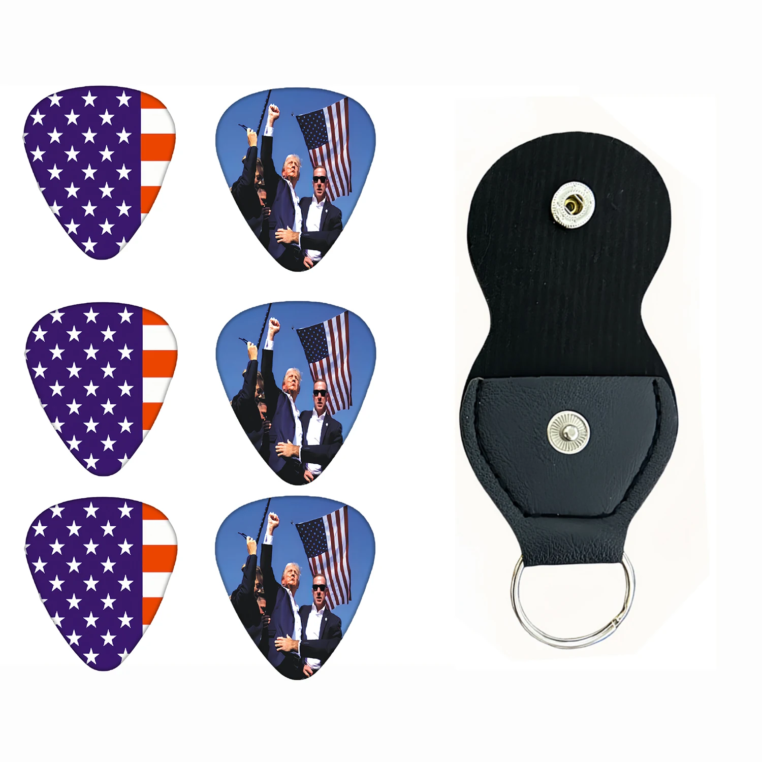 6 Pcs Original Sound Guitar Picks Double-Sided Printed Ukulele Guitar Finger Shrapnel Keychain Holster Gift For Music Lovers guitar picks
