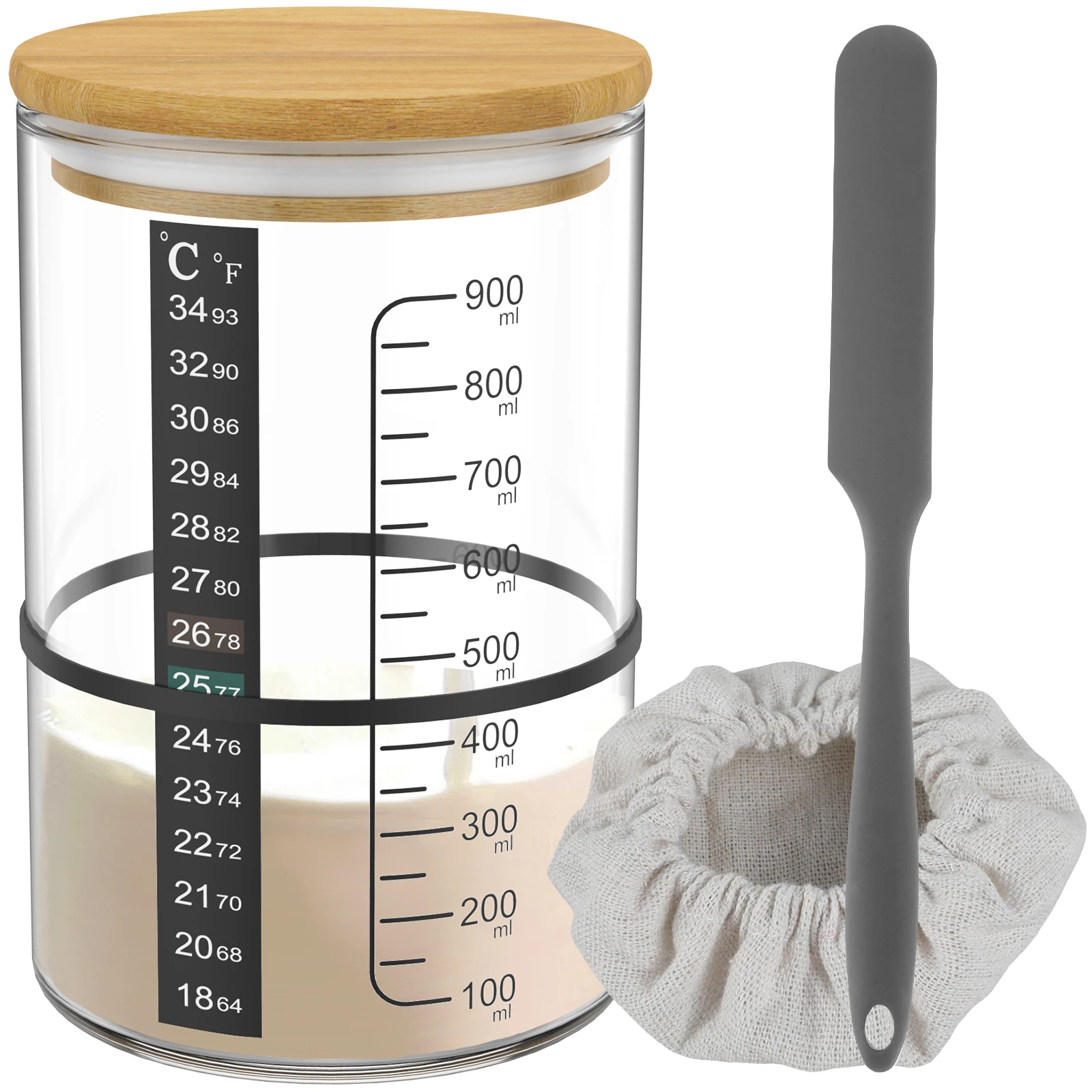 Sourdough Fermentation Glass Jar – 900ml Clear Container