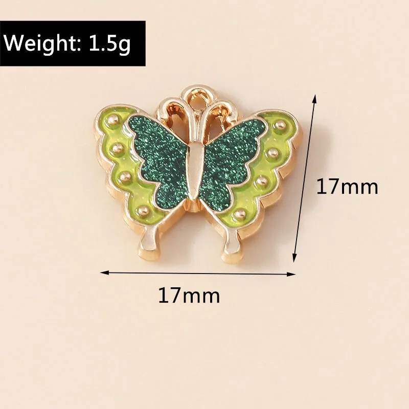 Leslie 10 Stück gemischte Stile, neue bunte Schmetterlings-Charms für baumelnde Ohrringe, Armbänder, Halsketten, Tier-Anhänger, DIY-Schmuckherstellung – Detail 35