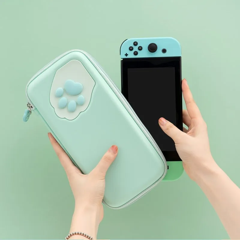 GeekShare 닌텐도 스위치 보관 가방, 귀여운 고양이 클로 CP 하드 휴대용 가방, 스위치 라이트 및 OLED 카드 박스, NS 게임 콘솔용