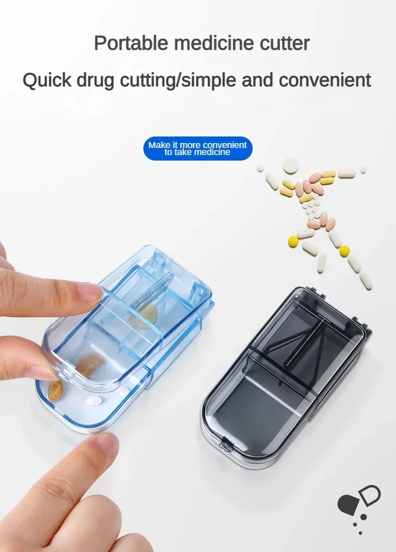 Description Picture 3 of itemHigh Quality Pill Cutter Medicine Box Pill Cutting Splitter Drugs Tablet Cutter Divider Storage Case Pill Box Cases & Splitter