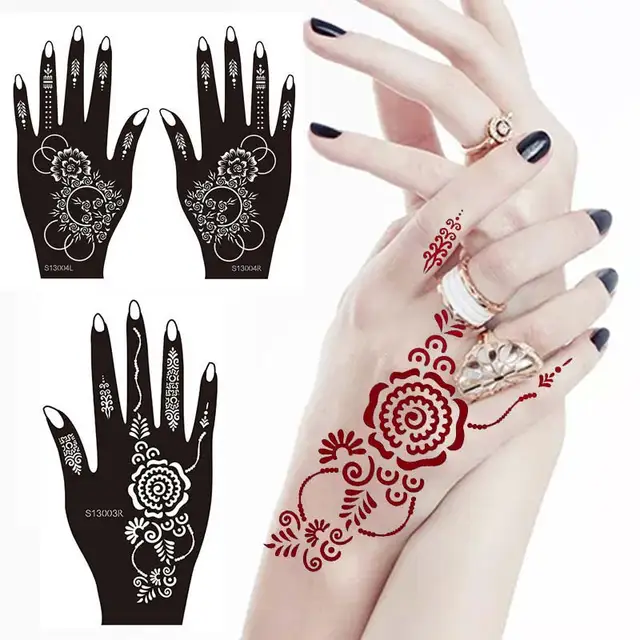 16Pcs/Set Henna Tattoo Stencils for Women/Girl Body Painting, Hand/Foot  Tattoo Kit New Designs Temporary Tattoo Templates - AliExpress