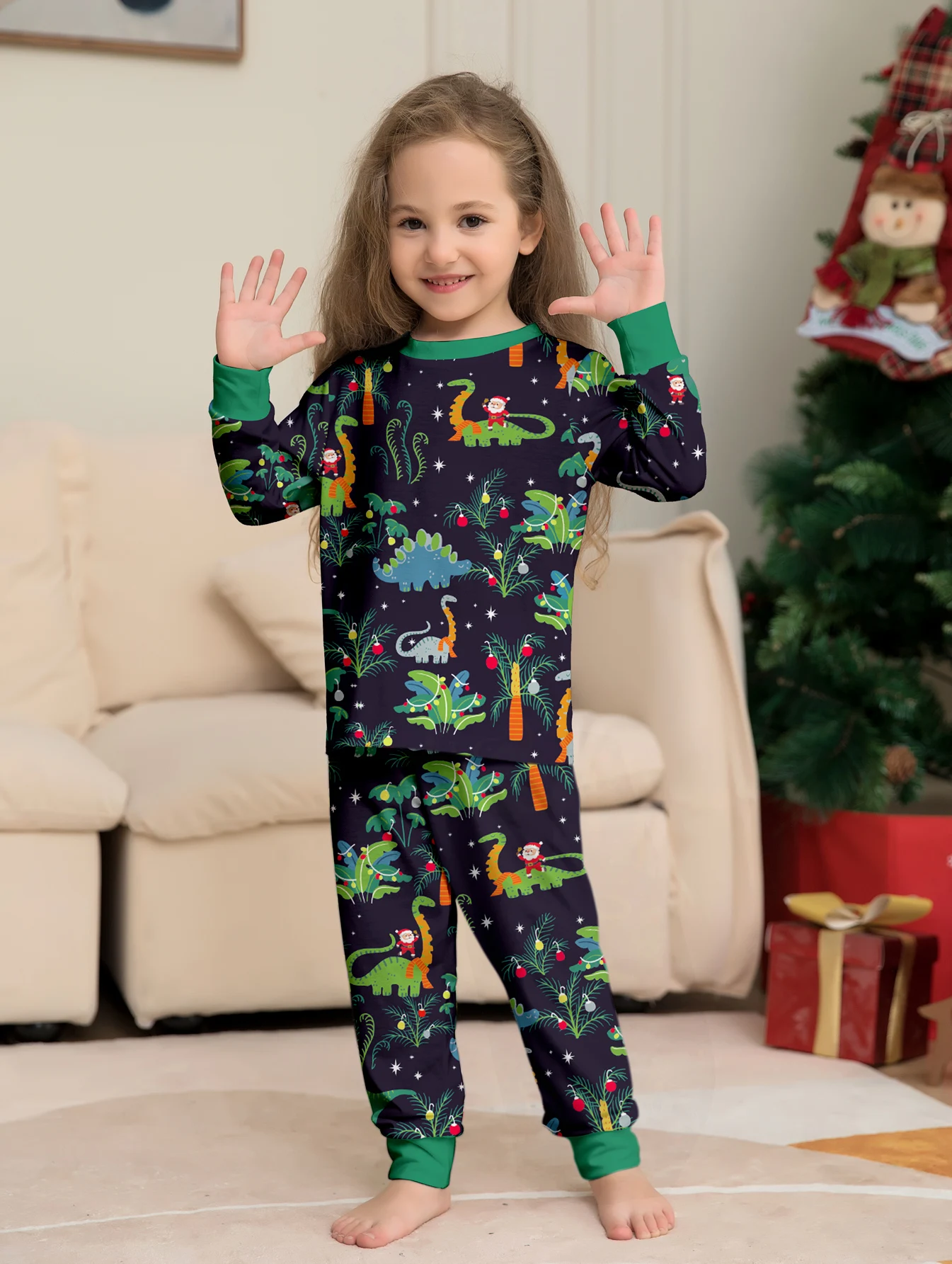 2024 Christmas Pajamas Set Santa&elk Print Parent-child Matching Outfits Family Look 2 Pcs Suit Baby&dog Romper New Year Clothes 4