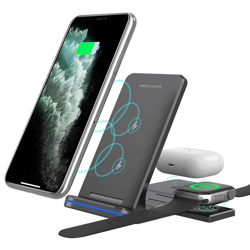 

15W Wireless Charger Stand For IPhone 13 12 11 XR 8 Apple Watch 3 In 1 Qi Fast Charging Dock Station for Airpods Pro IWatch 7 6