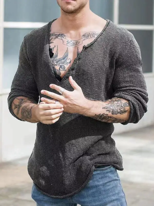 

Spring And Autumn V-neck Thin Bottom Pullover