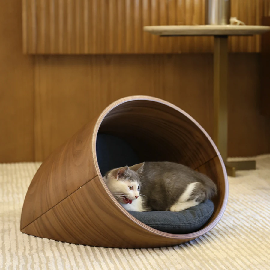 QuirkyCatBedSummerWoodenLuxuryRemovableDesignerFoamBigNook