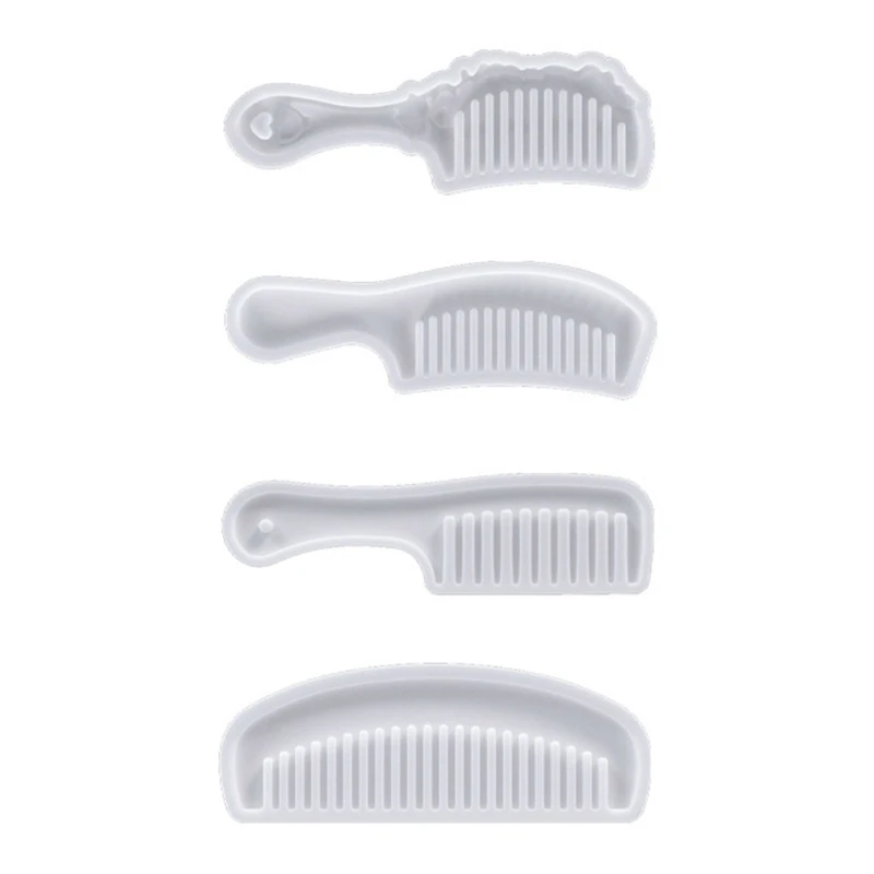4 Styles Resin Hairdressing Comb Silicone Mold Salon Barber Hair Comb Mold Dropship