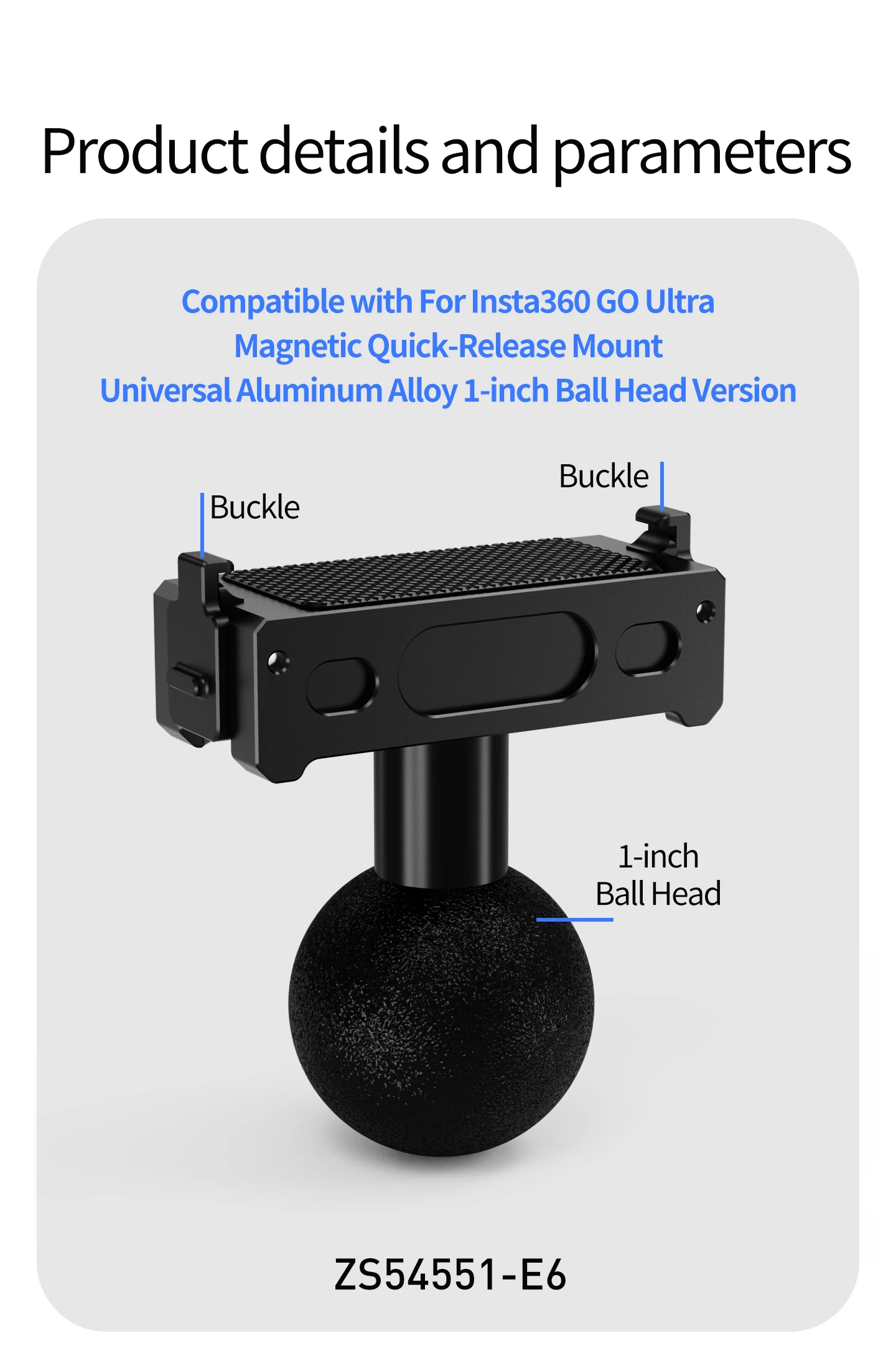 Magnetische Schnellverschlussbasis für Insta360 GO Ultra Action-Kamera, faltbare Aluminium-Adapterhalterung, 1/4 Zoll, 360 Kugelkopf-Stativhalter – Detail 17