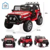 2 Seater Kids Ride on Truck Car, 12V Battery Powered Electric Vehicle for Kids w/Remote, Spring Suspension, LED Light, 3 Speeds 6