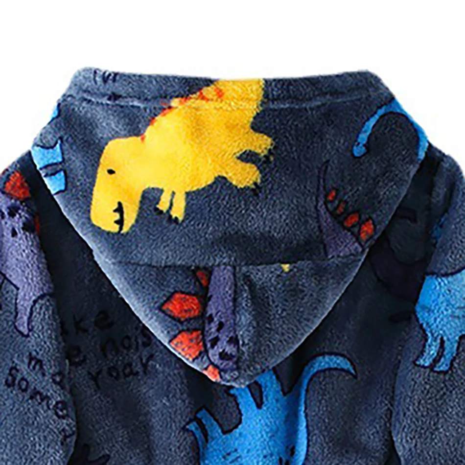 Children Hooded Flannel Bathrobe Robes Cartoon print pattern Boys and Girls Home Wear Sleepwear
