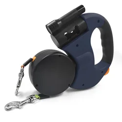 Dual Dog Walking Leash with Tangle - Free Swivel and LED Flashlight (DEEP BLUE)