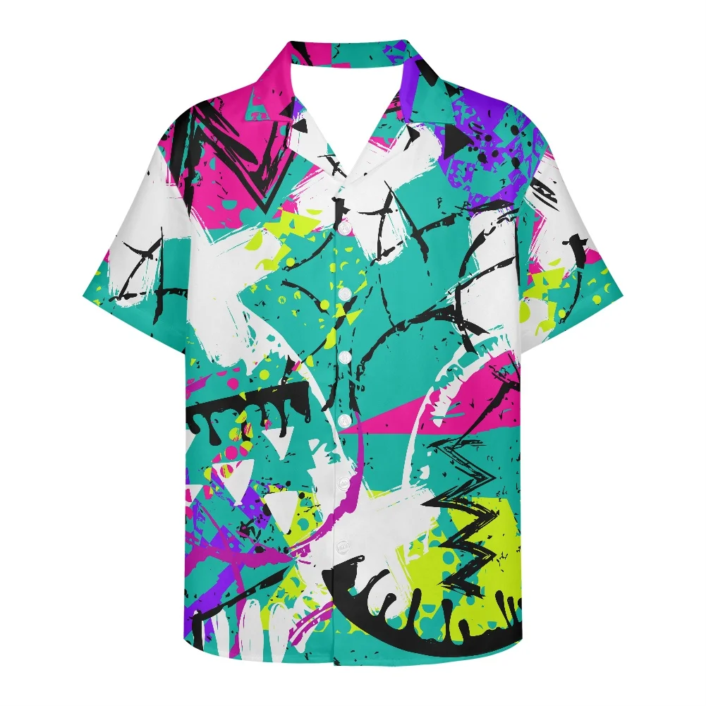 

Personality Street Art Graffiti Culture Attracts Girls Classic Print Men's Hawaiian Beach Shirt Chemise Homme Vacation Clothing