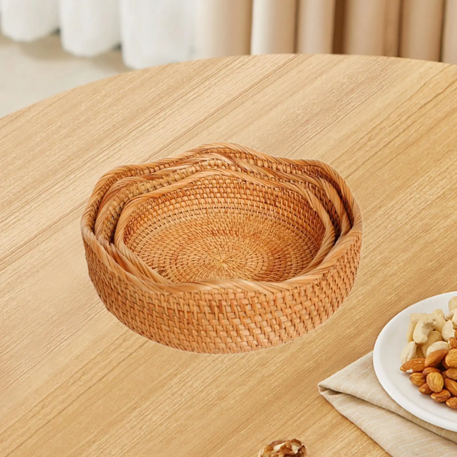 3x Woven Fruit Basket Portable Fruit Storage Holder for Tea Coffee Table 3x Woven Fruit Basket Portable Fruit Storage Holder for Tea Coffee Table