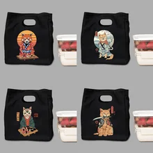 

Canvas Thermal Lunch Bag, Tote Anime Japan Cat print Eco Shopper Storage Bags,2022 New Women Bag Harajuku Organizer Travel Bags