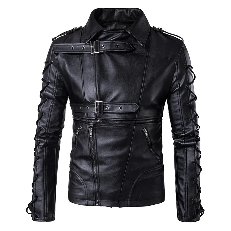 

New Brand Men leather jackets coats New degisn Europe and America Fashion motorcycle leather jacket Big Size 5XL Black jaket